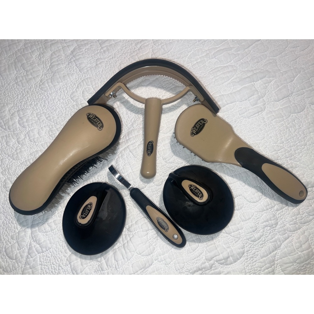 NEW Weaver Leather Horse Grooming Kit Tan Black 6 Piece Set Equestrian